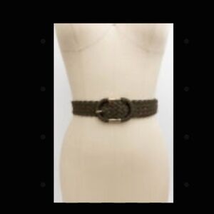 Olive Braided Suede Oval Buckle Belt